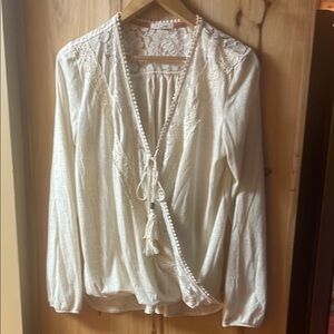 Cream Lace Trim Blouse